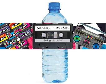 Cassette Tape Water Bottle Labels Great for Weddings, Birthdays, 80s parties, Engagement Bridal Shower Party