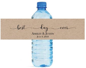 Kraft Best Day Ever Fancy Wedding Water Bottle Labels Great for Engagement Bridal Shower Anniversary Party self stick