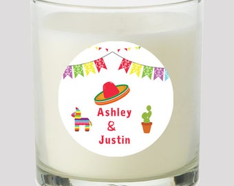 Mexican Fiesta 2" Favor labels Great for personalizing events Wedding Bridal Shower Candles Cupcake toppers Mason Jar decals Stickers