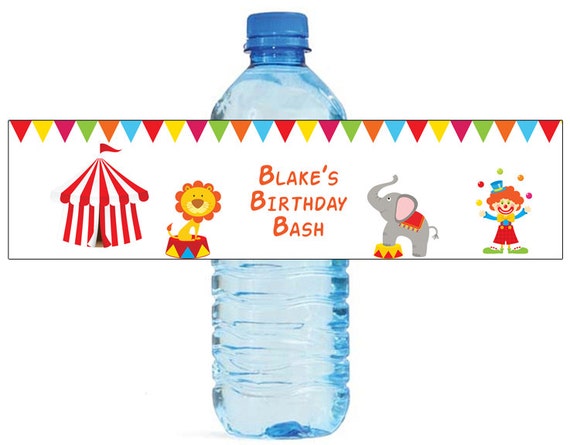 Circus Kids Fun Birthday Party Theme Water Bottle Labels Etsy 日本