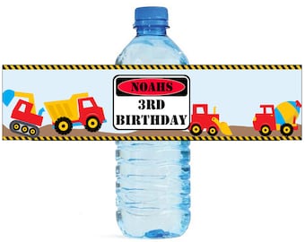 Construction Site Theme Water Bottle Labels Celebrations Birthday Party, Kids party, construction party