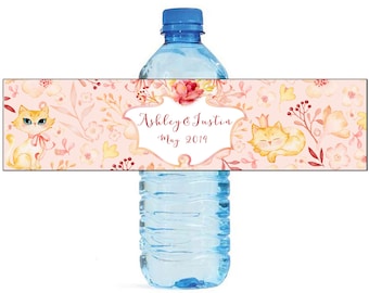 Cottage Chic Water bottle labels Great for Wedding Birthday Anniversary Engagement party Customizable labels easy to use