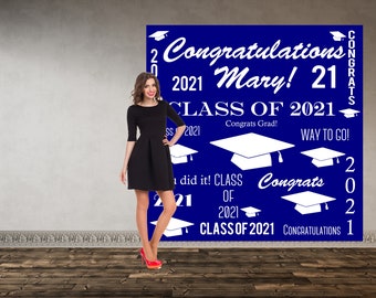 Congrats Grad 2021 Graduation Backdrop Great for Photoshoot Instagram Photo Booth Red Carpet Picture