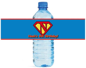 Super Hero Theme Kids Birthday Water Bottle Labels Great for all sorts of parties and get togethers easy to use self stick labels