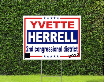 Yvette Herrell 2nd Congressional district New Mexico Red White & Blue Yard Sign with Metal H Stake