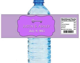 Lavender Vintage Wedding Anniversary Water Bottle Labels Great for Engagement Bridal Shower Birthday Party 2 sizes available