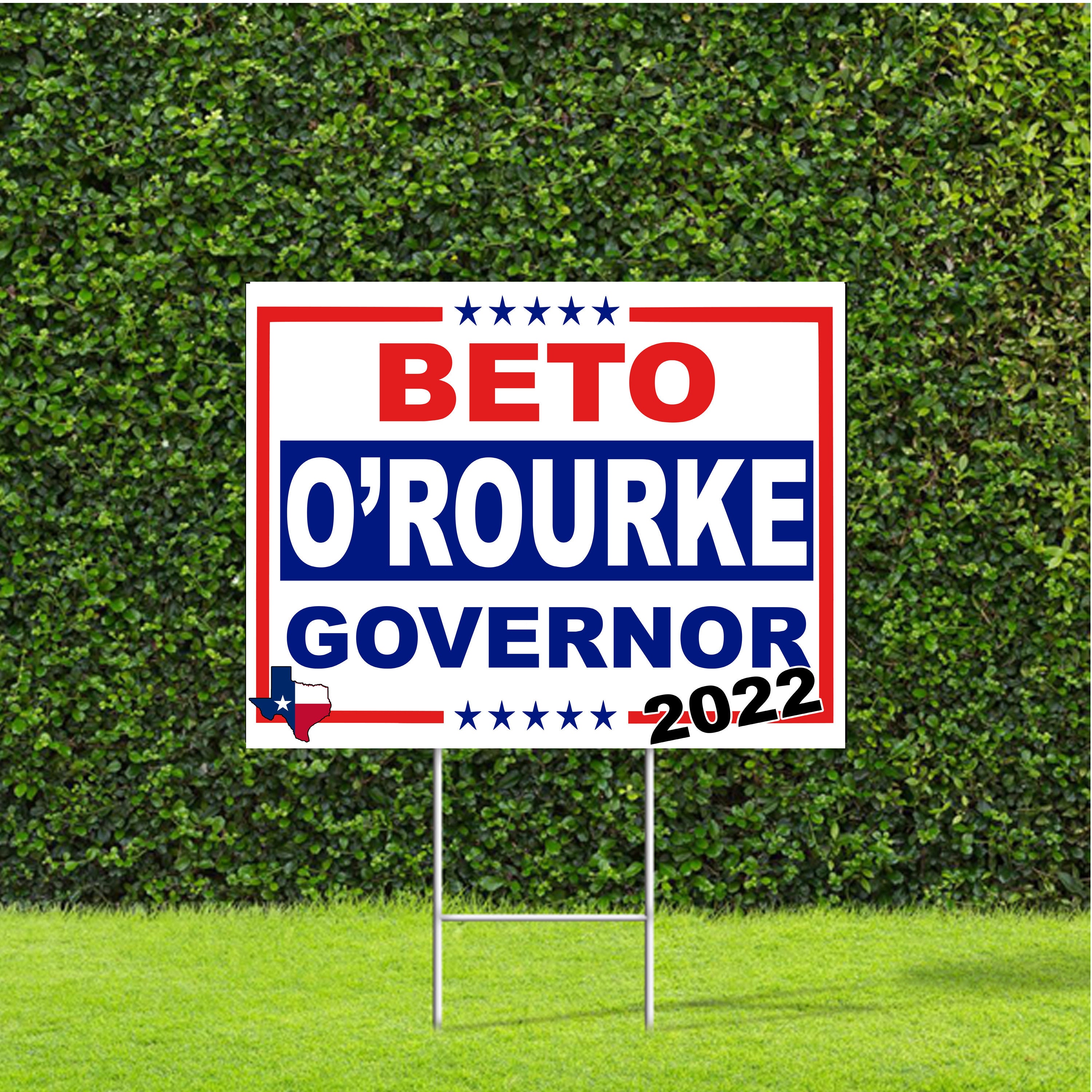Beto O'Rourke Texas 2022 Governor Election Race Red White & Blue Yard