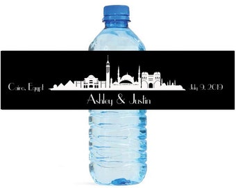 Cairo Destination Wedding Water Bottle Labels Great for Engagement Bridal Shower Birthday Party anniversaries family reunion travel