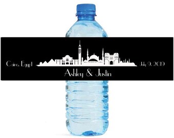 Cairo Destination Wedding Water Bottle Labels Great for Engagement Bridal Shower Birthday Party anniversaries family reunion travel