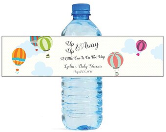 Up Up and Away Hot air balloon Baby Shower Water Bottle Labels Celebrations Baby coming baby girl baby boy