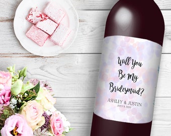 Will You Be My Bridesmaid Customizeable wine bottle labels, Great way to ask your friends to be your bridesmaids for your wedding