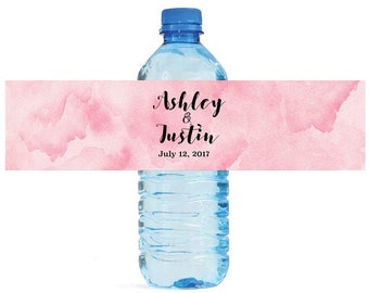 Water color background Wedding Water Bottle Labels Great for Engagement Bridal Shower Birthday Party Sweet 16 reunion easy to use self stick