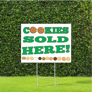 Cookies Sold Here Full Color Sales Yard Sign with Metal H Stake