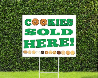 Cookies Sold Here Full Color Sales Yard Sign with Metal H Stake