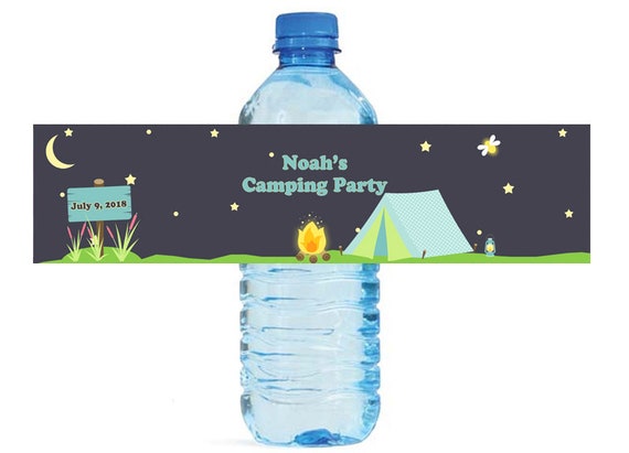 Camping Theme Custom Water Bottle Labels Great for Birthdays | Etsy
