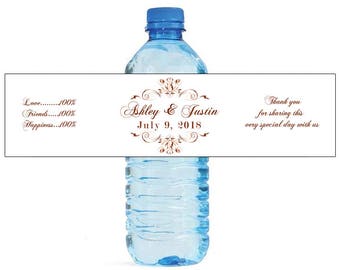 Rose Gold on White label Wedding Water Bottle Labels Great for Engagement Bridal Shower Anniversary Party Self Stick Labels