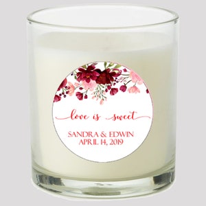 Blush & Burgandy Love ist Sweet 2 &quot;Favor Labels Great für die Personalisierung Ihrer Veranstaltungen Wedding Bridal Shower Candles Cupcake Toppers Mason Jar