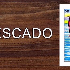 El Pescado Mexican Loteria Mexican Lottery Bingo Image on Hand Stained Rustic Wood Sign Great Gift