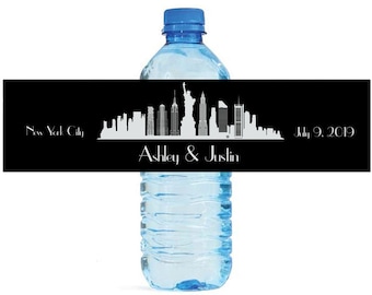 New York City Destination Wedding Water Bottle Labels Great for Engagement Bridal Shower Party Birthday anniversaries