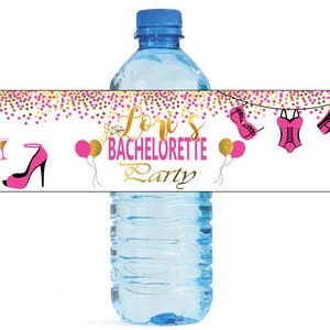 Bachelorette Party Water Bottle Labels Great for Engagement Bridal Shower Wedding Party event, easy to use, self stick