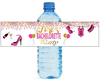 Bachelorette Party Water Bottle Labels Great for Engagement Bridal Shower Wedding Party event, easy to use, self stick