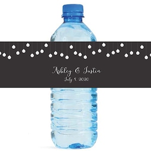 Hanging Glass Globes Wedding Water Bottle Labels Great for Engagement Bridal Shower Party