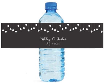 Hanging Glass Globes Wedding Water Bottle Labels Great for Engagement Bridal Shower Party
