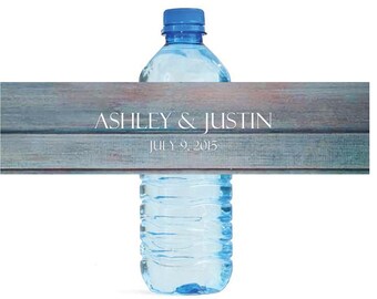 Distressed Rustic wood Wedding Water Bottle Labels Great for Engagement Bridal Shower Party