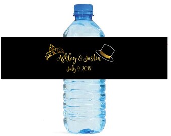 Top Hats and Tiaras Custom Water Bottle Labels Great for Weddings, Anniversay Birthdays, get togethers Engagement Bridal Shower Party