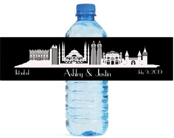 Istanbul Destination Wedding Water Bottle Labels Great for Engagement Bridal Shower Birthday Party anniversaries family reunion travel