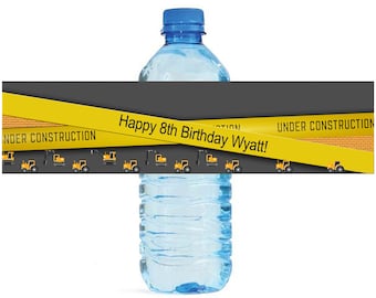 Construction zone Theme Water Bottle Labels Celebrations Birthday Party, Kids party, construction party