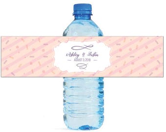 Candy Stripes Wedding Water Bottle Labels Great for Engagement Bridal Shower Birthday Party Sweet 16 Spring Party