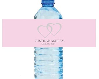 Modern Pink Wedding Water Bottle Labels Great for Engagement Bridal Shower Party 8"x2"