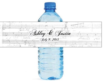 Vintage Notes Music theme Wedding Water Bottle Labels Great for Engagement Bridal Shower Party