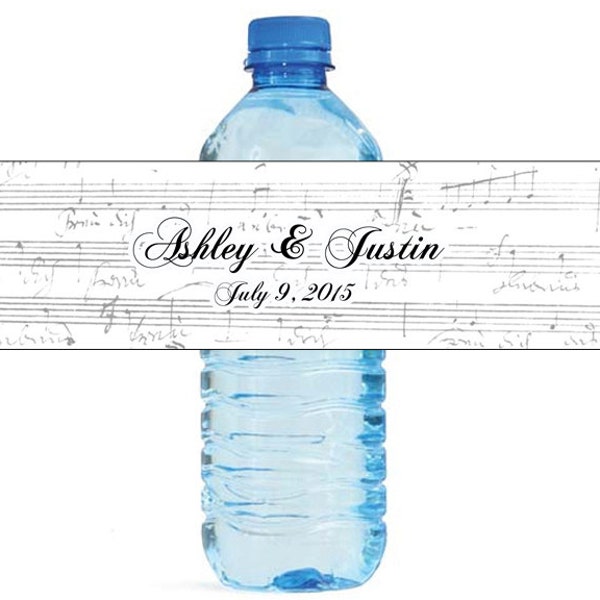 Vintage Notes Music theme Wedding Water Bottle Labels Great for Engagement Bridal Shower Party