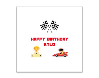 Race Car Themed 3 ply Premium Custom Cocktail Napkins Measure 5"x5" Customize Names & Date or any other message