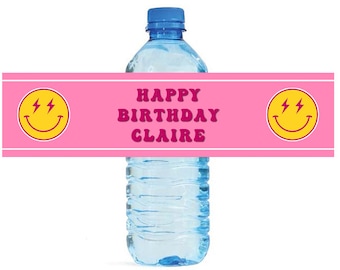 Preppy Birthday Party Water Bottle Labels Great for Parties, Events, and special Occasions easy to apply and use.
