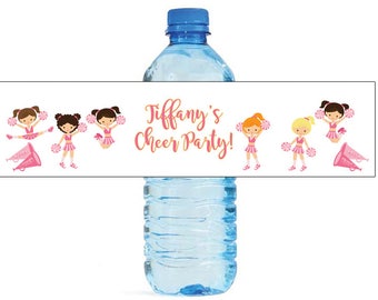 Cheerleader Party Water Bottle Labels Great for all sorts of parties and get togethers easy to use self stick labels