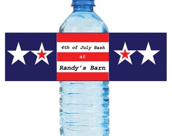 100 4th of July Independance Day Bash Water Bottle Labels Great for Party Get together 7"x2"