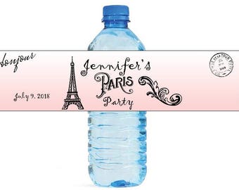 Paris Party Birthday Party Wedding Engagement Party Baby Shower Water Bottle Labels Great for Engagement Bridal Shower Party