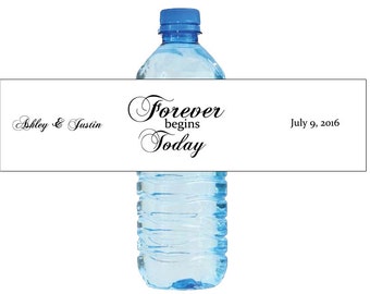 Forvever Begins Today Wedding Water Bottle Labels Great for Engagement Bridal Shower Party