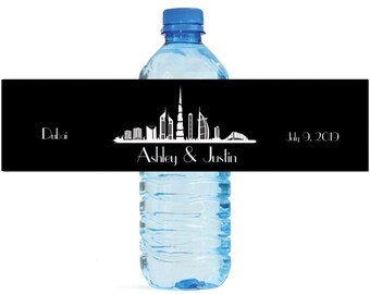 Dubai Destination Wedding Water Bottle Labels Great for Engagement Bridal Shower Birthday Party anniversaries family reunion travel