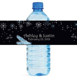Winter Wonderland Hochzeit Jahrestag Geburtstag Sweet 16 Urlaub Partei Wasserflasche Etiketten anpassbare einfach zu bedienen, selbst kleben Etiketten