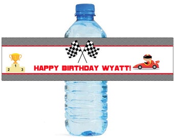 Race Car Theme Kids Birthday Water Bottle Labels Great for all sorts of parties and get togethers easy to use self stick labels