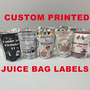 Let us print and ship your Capri Sun Juice Bag Labels if you have a previously purchased design we can print and ship it self stick labels