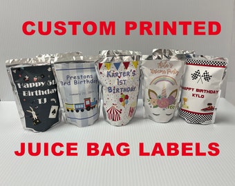 Let us print and ship your Capri Sun Juice Bag Labels if you have a previously purchased design we can print and ship it self stick labels