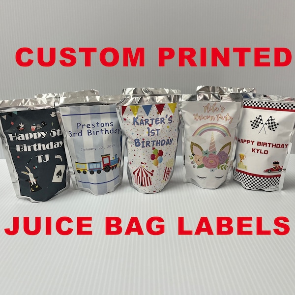 Let us print and ship your Capri Sun Juice Bag Labels if you have a previously purchased design we can print and ship it self stick labels