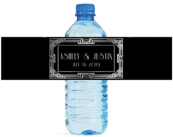 Art Deco style Wedding Engagement Party Bridal Shower Birthday Water Bottle Labels easy to apply and use