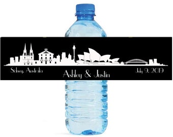 Sidney destination Wedding Water Bottle Labels Great for Engagement Bridal Shower Birthday Party anniversaries family reunion travel