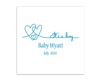 Its a Boy Themed 3 ply Premium Custom Cocktail Napkins Measure 5"x5" Customize Names & Date or any other message
